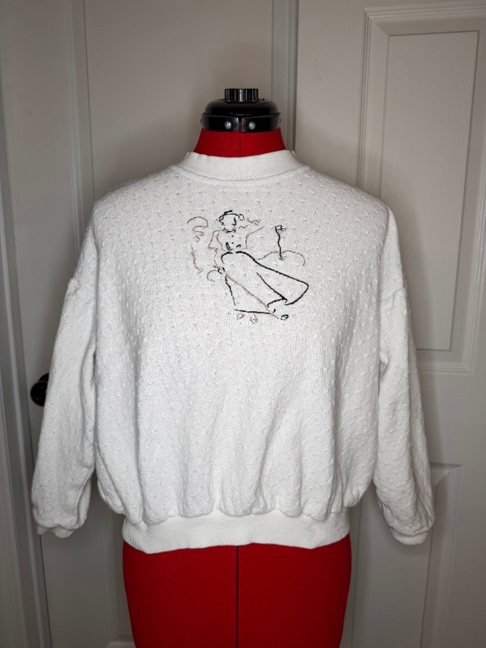 Vtg Bette & Court Long Sleeve Embroidered Pullover Sweater Top Women S Golf